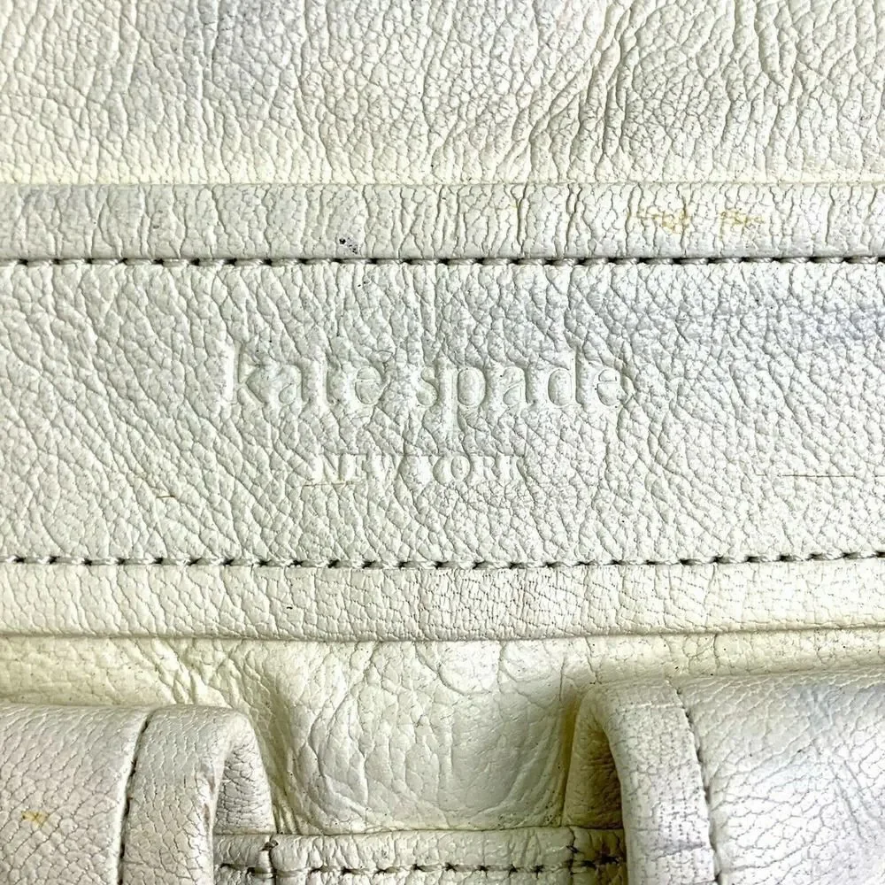 KATE SPADE NEW YORK IVORY CREAM GENUINE LEATHER ZIP TOP HOBO SHOULDER BAG PURSE